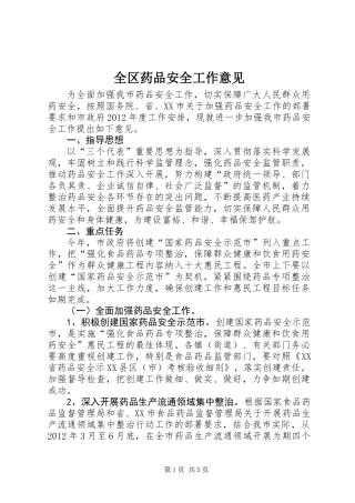 全区药品安全工作意见
