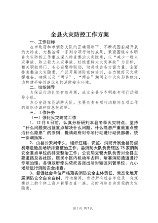 全县火灾防控工作方案