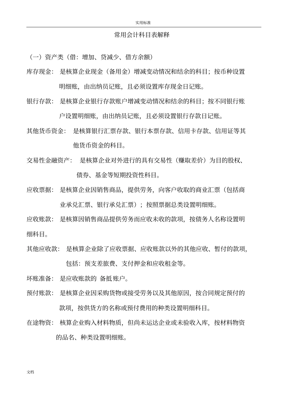 2018常用会计科目表解释_第1页