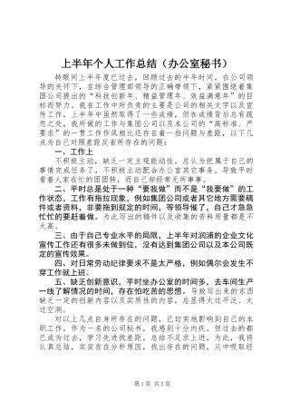 上半年个人工作总结(办公室秘书) (2)