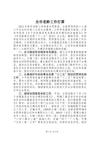 全市老龄工作打算
