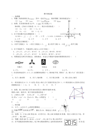 八年级(上)数学半期复习题