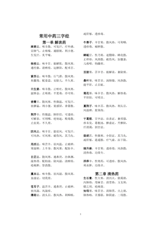 常用中药三字经