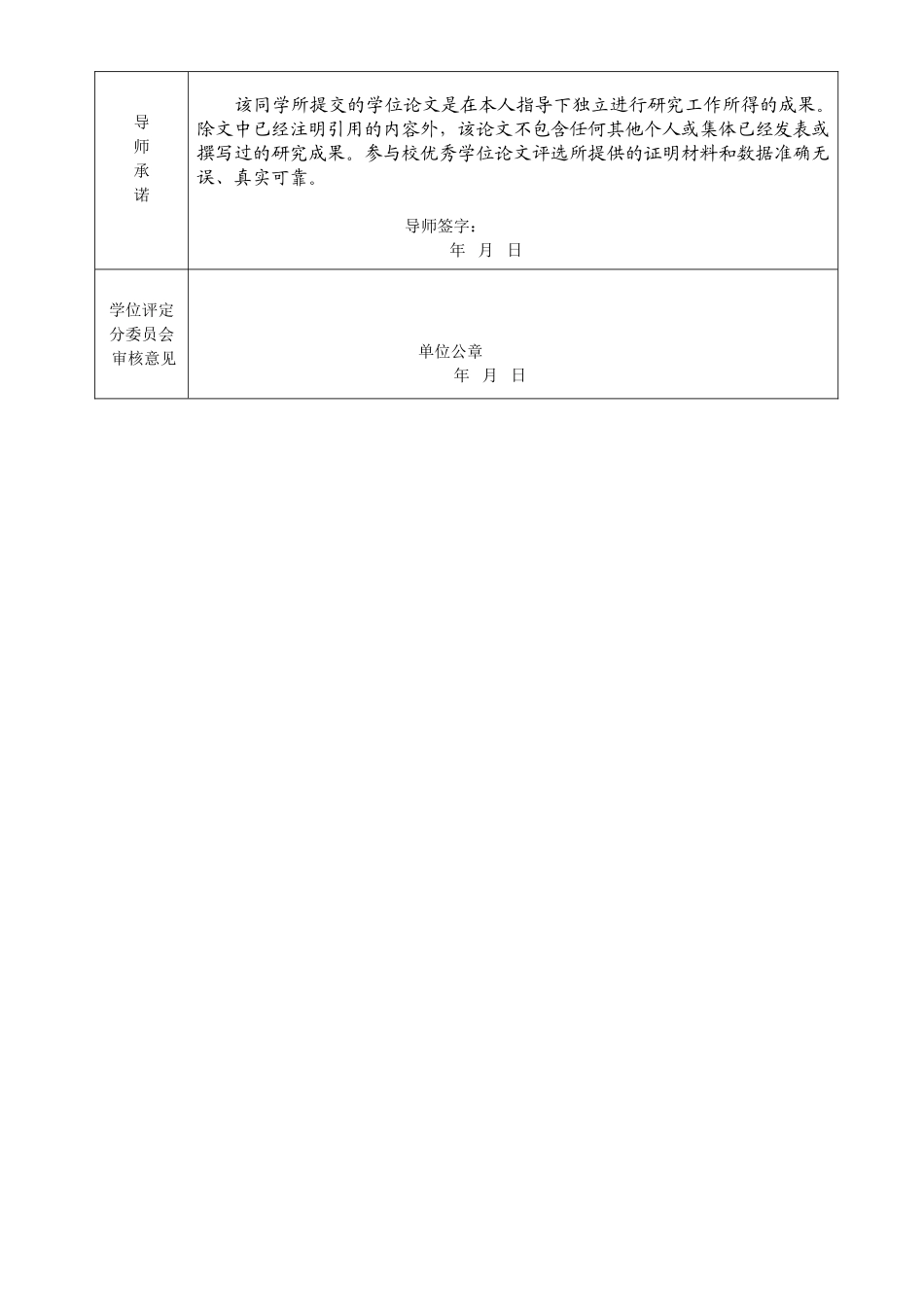 优秀学位论文承诺书--四川省优秀硕士学位论文承诺书_第2页