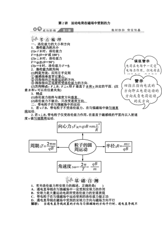 第2讲运动电荷在磁场中受到的力