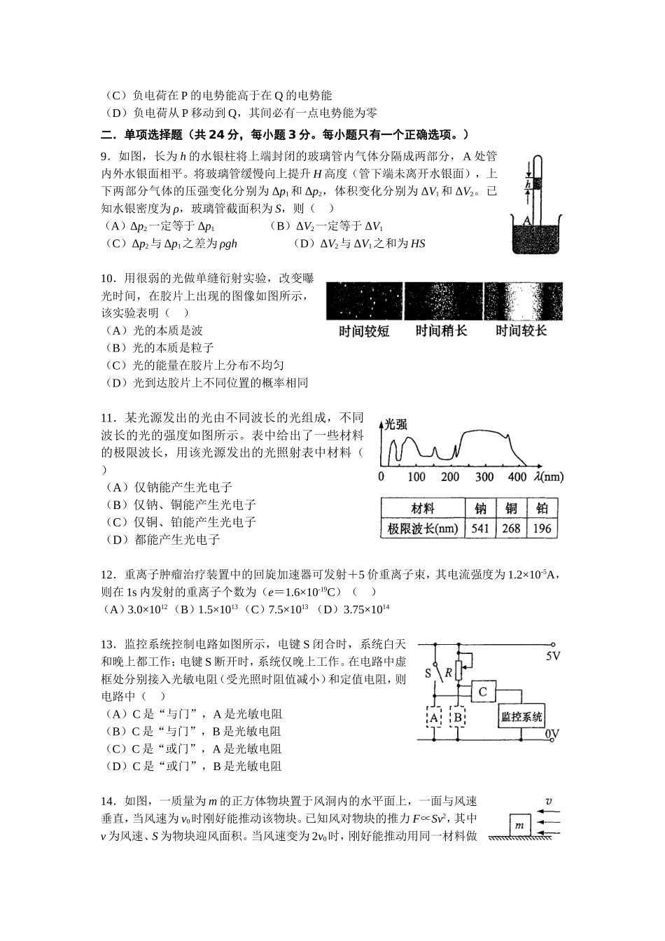 2015年上海高考物理卷_第2页