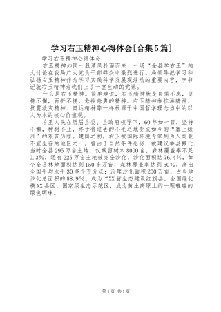 学习右玉精神心得体会[合集5篇]