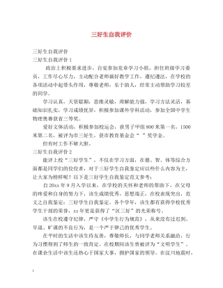 三好生自我评价 