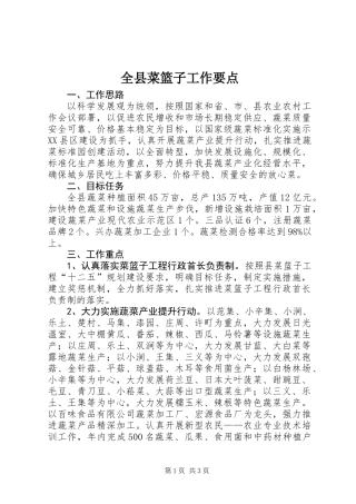 全县菜篮子工作要点