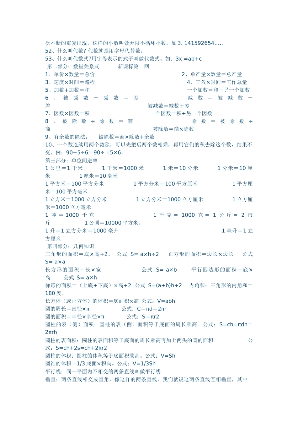 小学六年级数学总复习的公式与概念_第3页