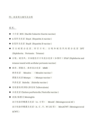 出国留学疫苗英文缩写及全称