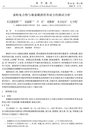 蚕粉复合物与雄蚕蛾酒营养成分的测试分析