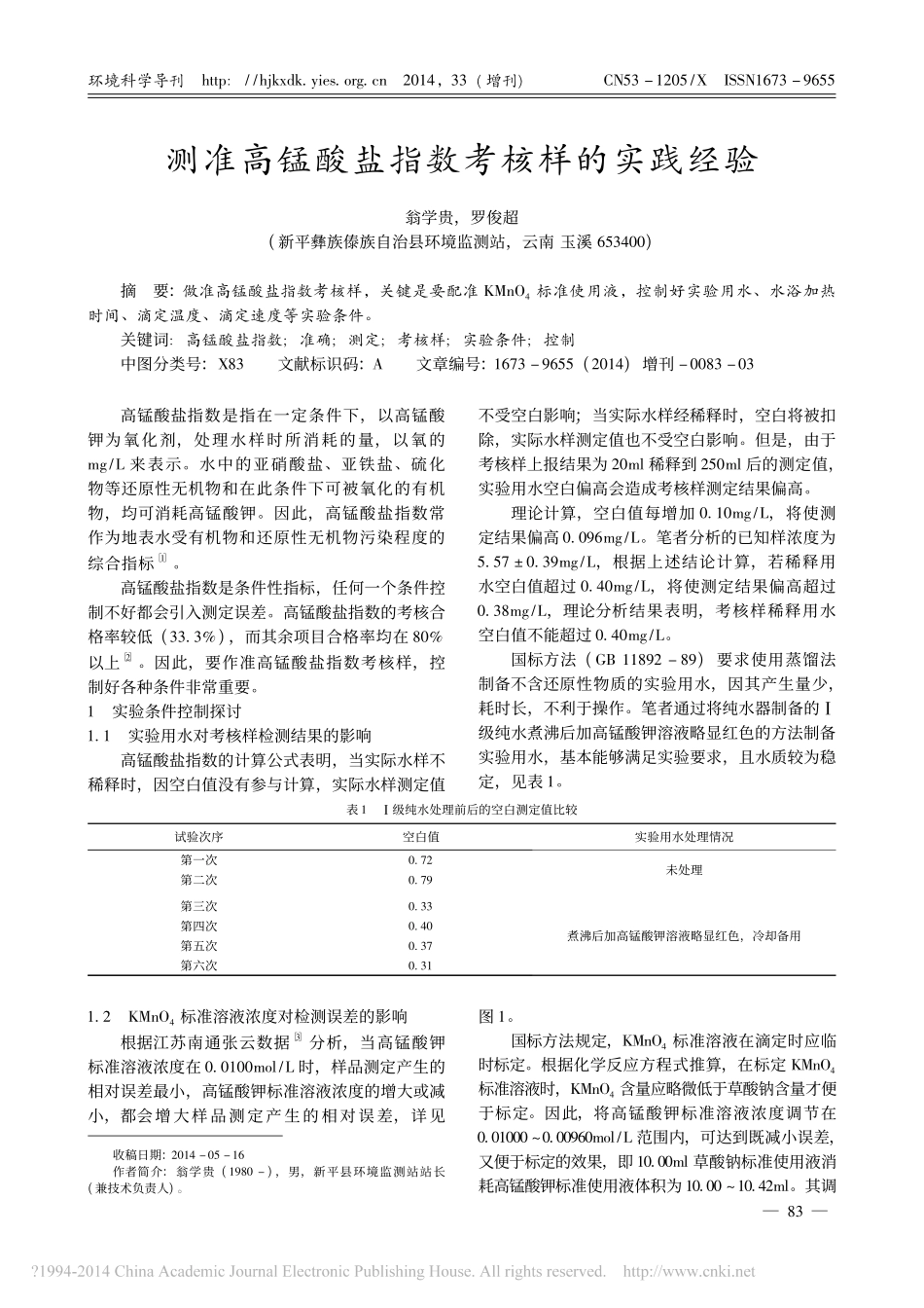 测准高锰酸盐指数考核样的实践经验_第1页