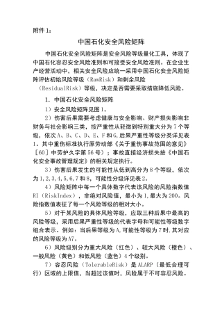 中国石化安全风险矩阵