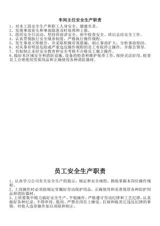车间主任安全生产职责