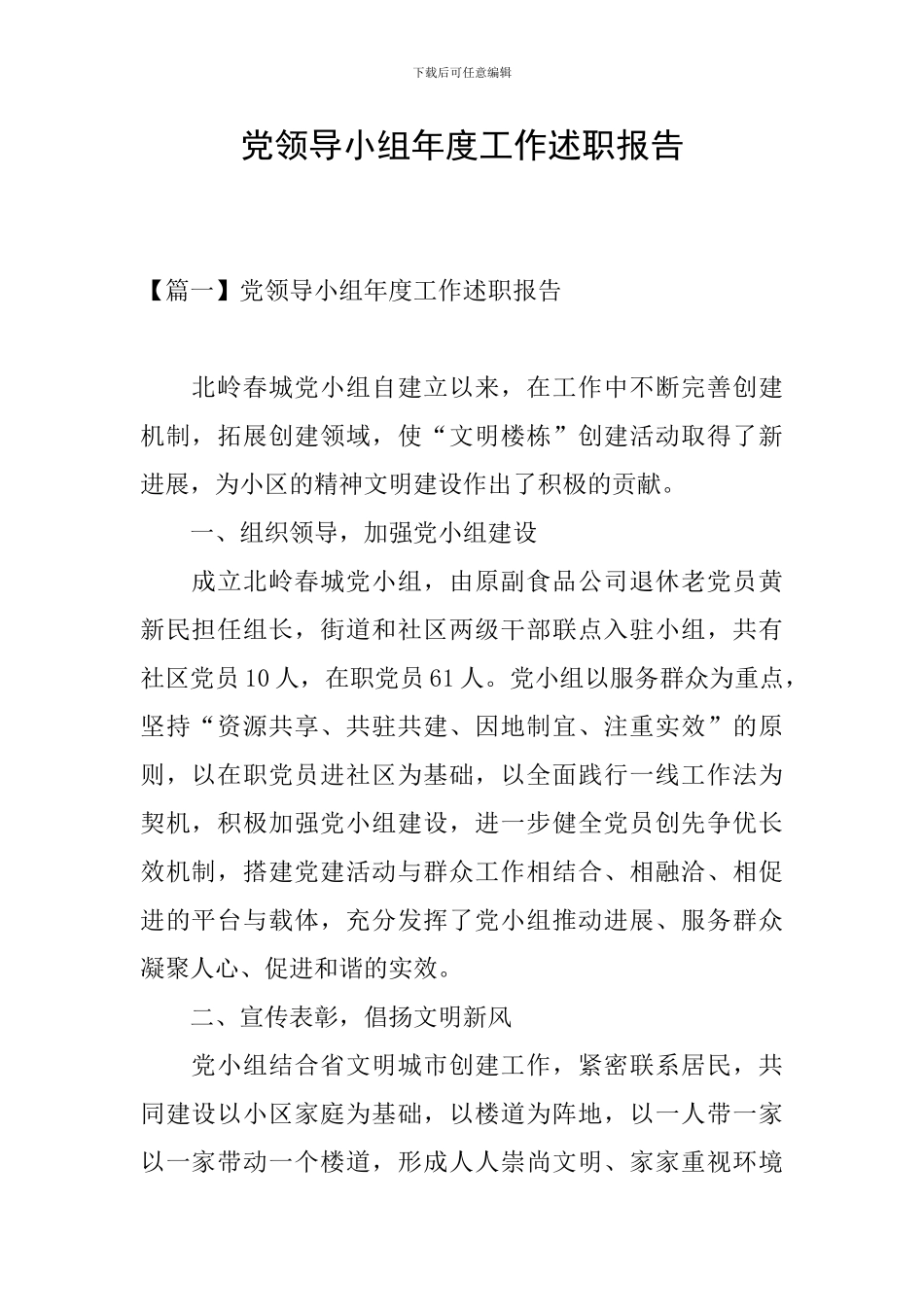 党领导小组年度工作述职报告_第1页