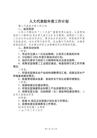 人大代表组年度工作计划