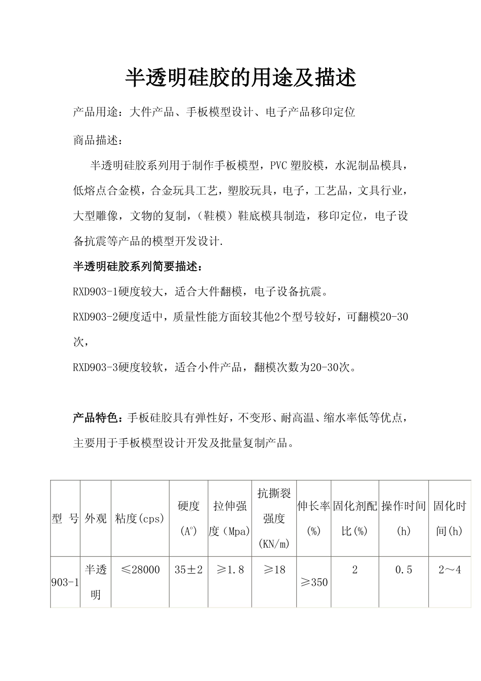 半透明硅胶的用途及描述_第1页