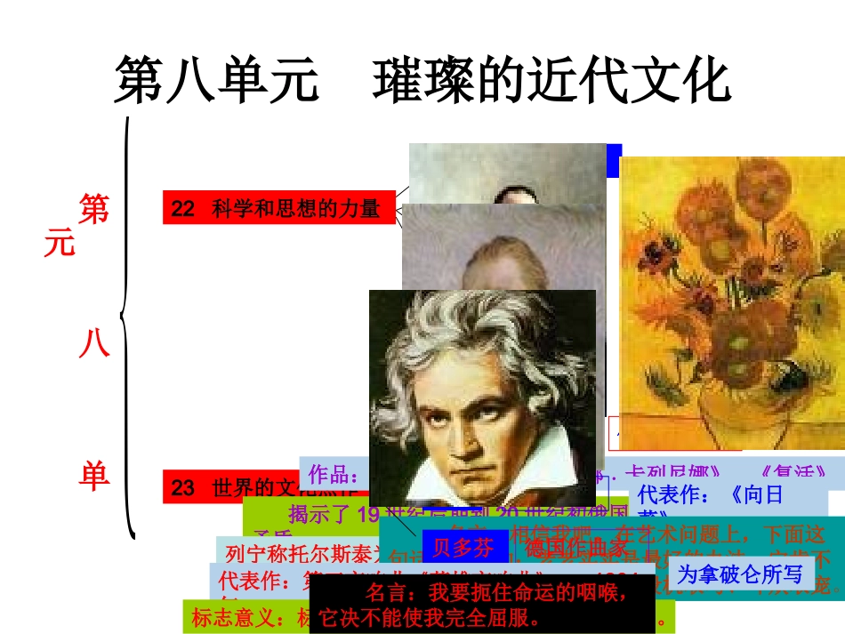 历史：第八单元璀璨的近代文化复习课件(人教新课标九年级上)_第3页