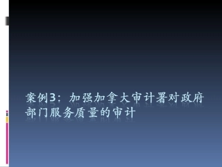 案例3：加拿大绩效审计