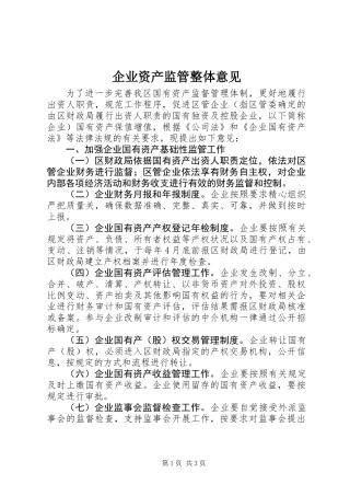 企业资产监管整体意见