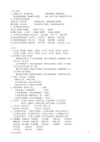 1-6年语文书中的读背