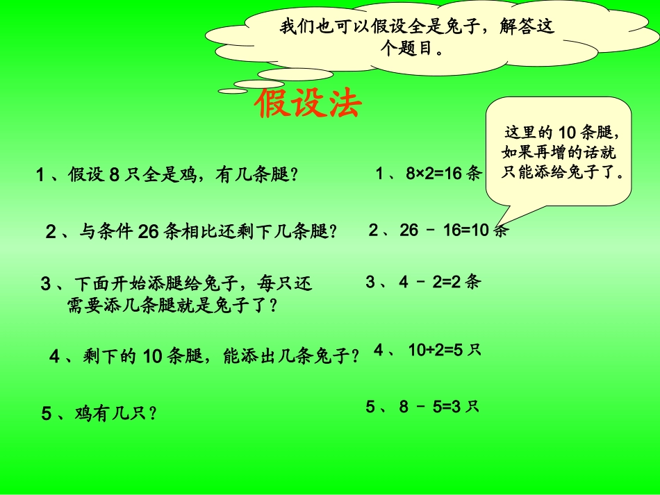 小学数学2011版本小学四年级四年级数学下册-鸡兔同笼_第3页
