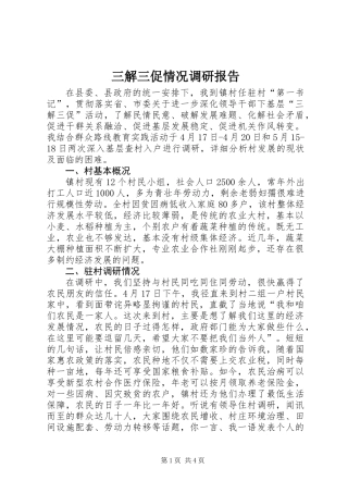 三解三促情况调研报告
