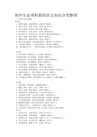 初中生必须积累的语文知识分类整理