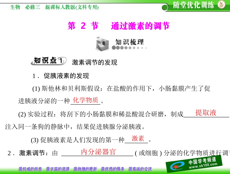 第2章动物和人体生命活动的调节第2节通过激素的调节_第1页