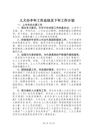 人大办半年工作总结及下年工作计划