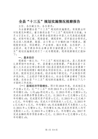 全县“十三五”规划实施情况视察报告