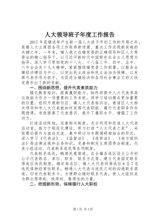 人大领导班子年度工作报告
