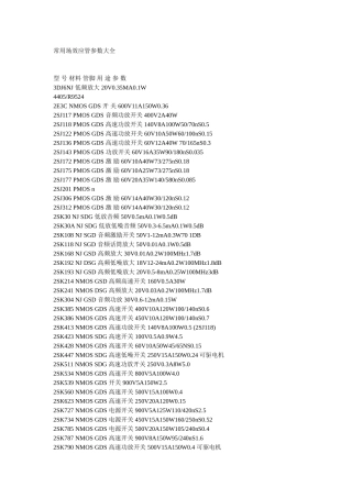常用场效应管参数大全