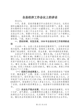 全县经济工作会议上的讲话 (2)