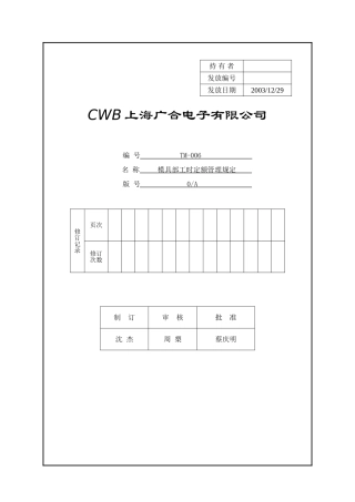 TM-006 模具部工时定额管理制度