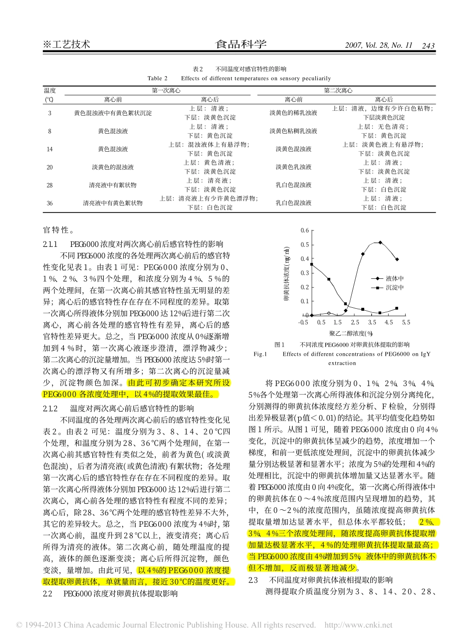 PEG6000用于卵黄抗体提取条件初探_第3页