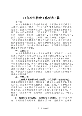XX年全县粮食工作要点5篇