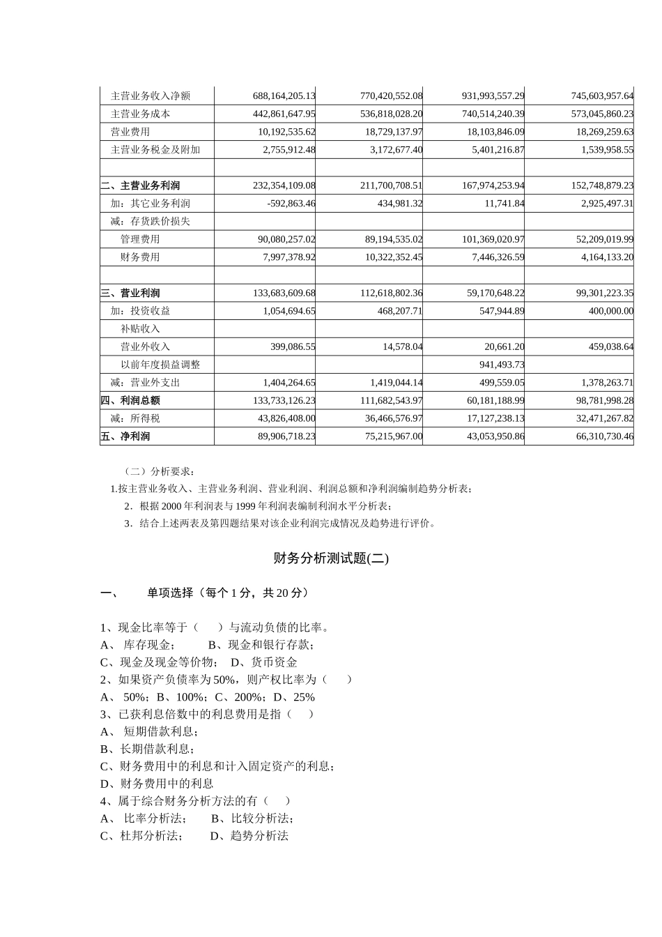 财务分析测试题(二)_第3页