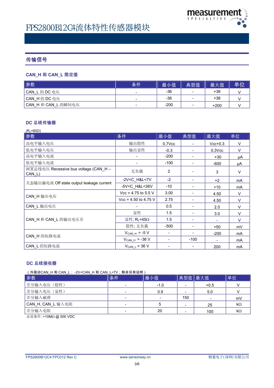 FPS2800B12C4流体特性传感器模块_第3页