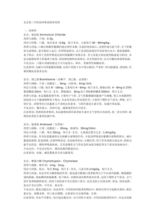 北京某三甲医院呼吸系统常用药