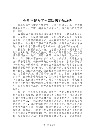 全县三管齐下扫黑除恶工作总结