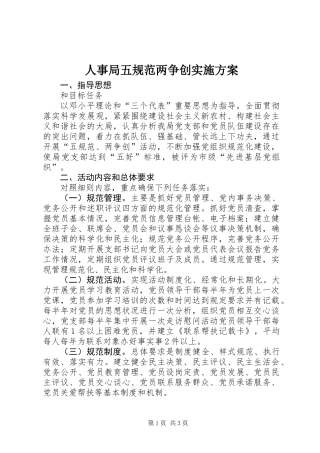 人事局五规范两争创实施方案