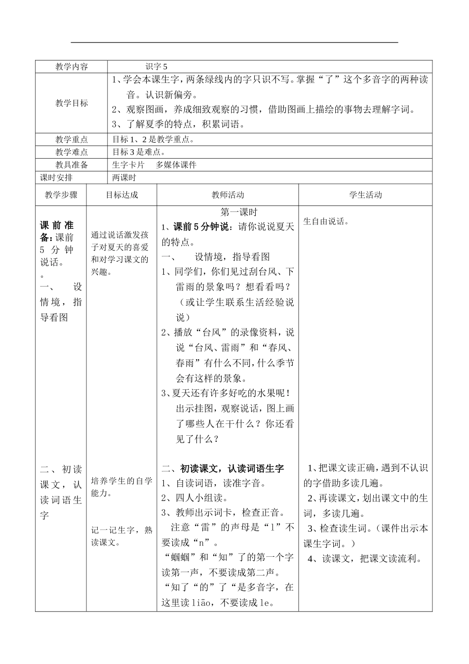 一年级语文下册识字5教案_第1页