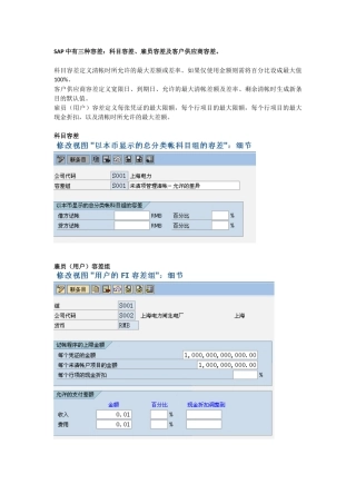 SAP中的容差介绍