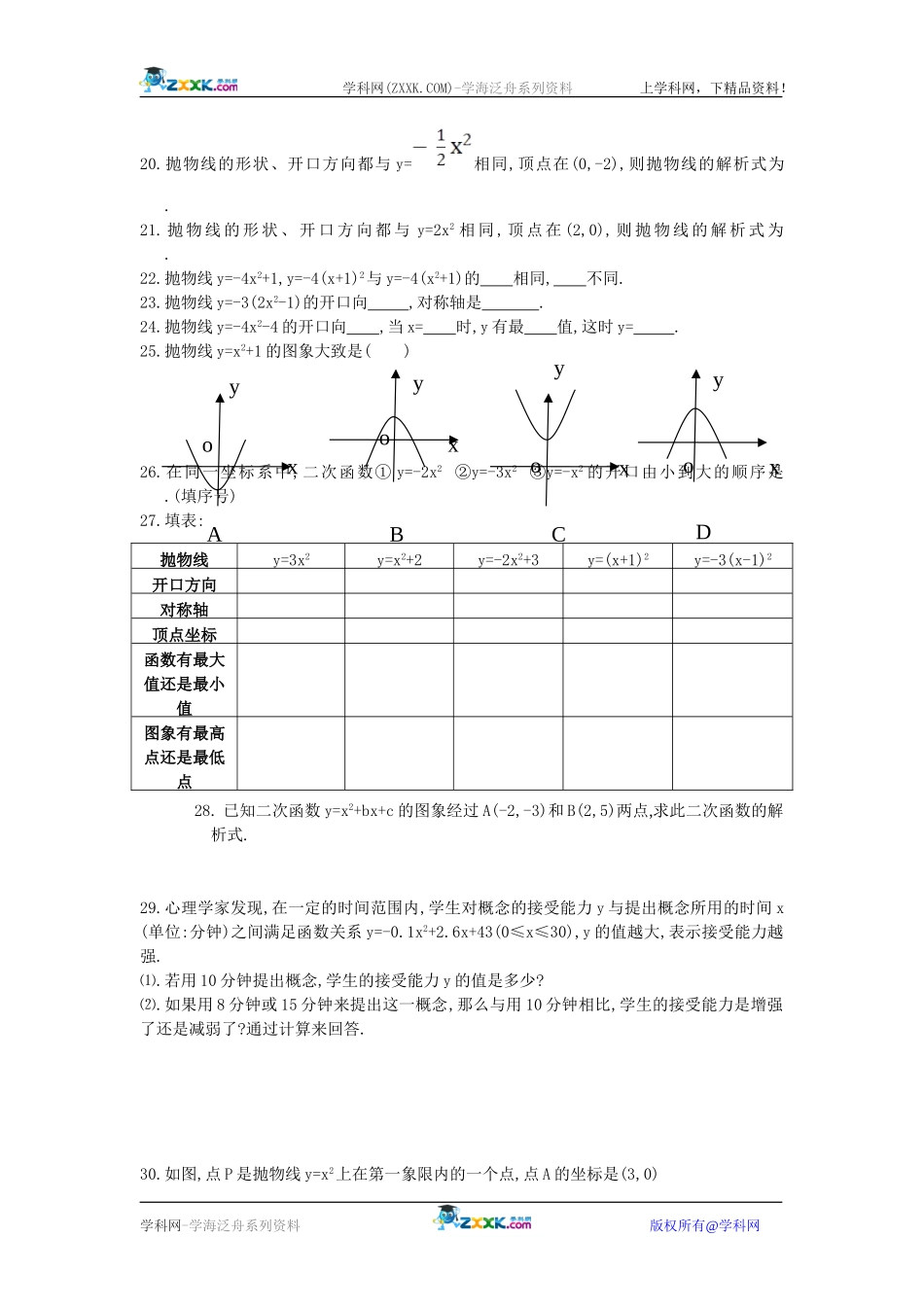 南通重点中学九年级数学二次函数模拟练习人教版_第2页
