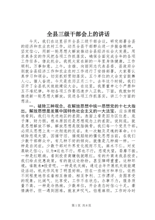 全县三级干部会上的讲话 (2)