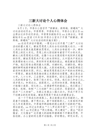 三新大讨论个人心得体会