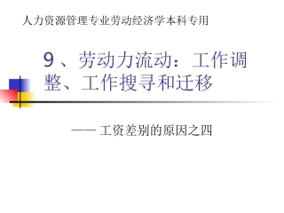 (9)劳动力流动：工作调整、工作搜寻与迁移