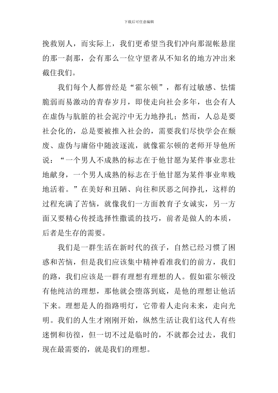 麦田里的守望者读后感600字_第2页